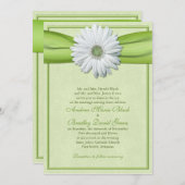 White Gerbera Green Ribbon Invitation Kaart (Voorkant / Achterkant)