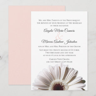 White Gerbera Wedding Daisy Kaart
