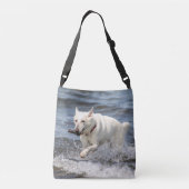 White German Shepard op Lake George Crossbody Tas (Achterkant)