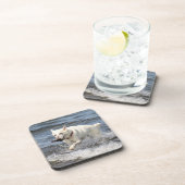 White German Shepard op Lake George Drankjes Onderzetter (Rechterzijde)