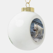 White German Shepard op Lake George Keramische Bal Ornament (Links)