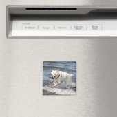 White German Shepard op Lake George Magneet (Insitu (Vaatwasser))