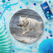 White German Shepard op Lake George Papieren Bordje (Feest)