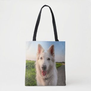 White German Shephard Dog Tote Bag