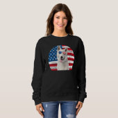 White German Shepherd American Flag 4 juli Gsd D Trui (Voorkant volledig)