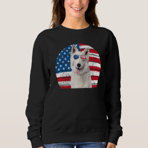 White German Shepherd American Flag 4 juli Gsd D Trui