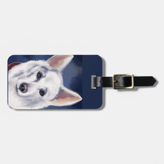 WHITE GERMAN SHEPHERD BAGAGELABEL (Voorkant horizontaal)