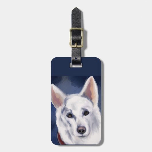 WHITE GERMAN SHEPHERD BAGAGELABEL (Voorkant verticaal)