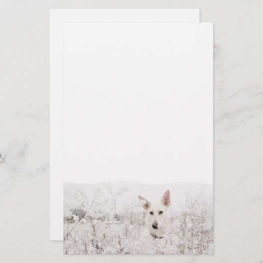White German Shepherd Briefpapier (Voorkant / Achterkant)