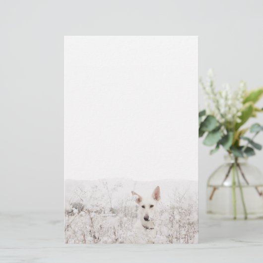 White German Shepherd Briefpapier (Staand voorkant)