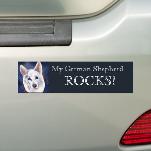 WHITE GERMAN SHEPHERD BUMPERSTICKER (Op auto)