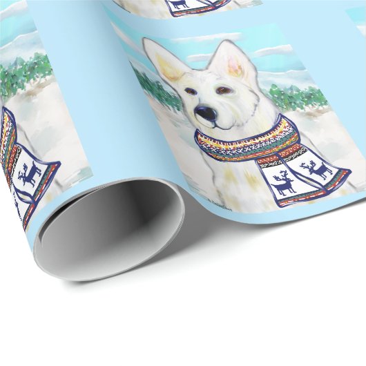 White German Shepherd   Cadeaupapier (Rol Hoek)