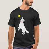 White German Shepherd Dog Gsd Catching Yellow Tenn T-shirt (Voorkant)