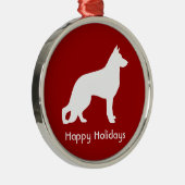 White German Shepherd Dog Silhouette Custom Metalen Ornament (Rechts)