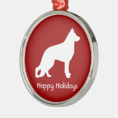 White German Shepherd Dog Silhouette Custom Metalen Ornament (Links)