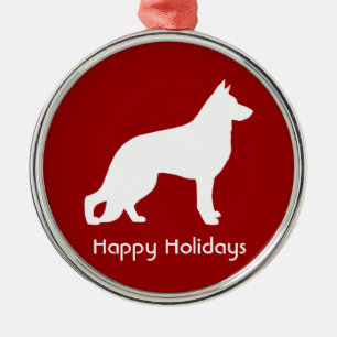 White German Shepherd Dog Silhouette Custom Metalen Ornament