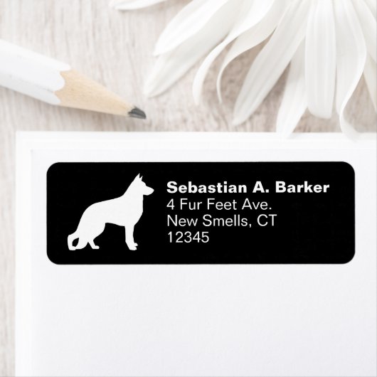 White German Shepherd Dog Silhouette Etiket (Insitu)