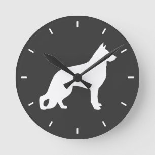 White German Shepherd Dog Silhouette GSD K-9 Ronde Klok