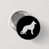 White German Shepherd Dog Silhouette Ronde Button 3,2 Cm (Voorkant /achterkant)