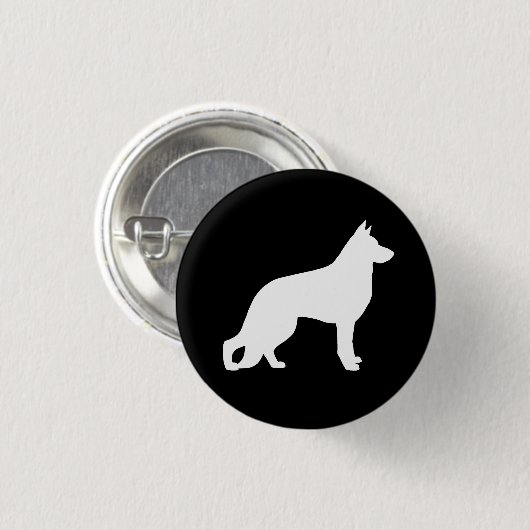 White German Shepherd Dog Silhouette Ronde Button 3,2 Cm (Voorkant /achterkant)