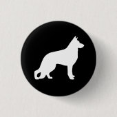 White German Shepherd Dog Silhouette Ronde Button 3,2 Cm (Voorkant)