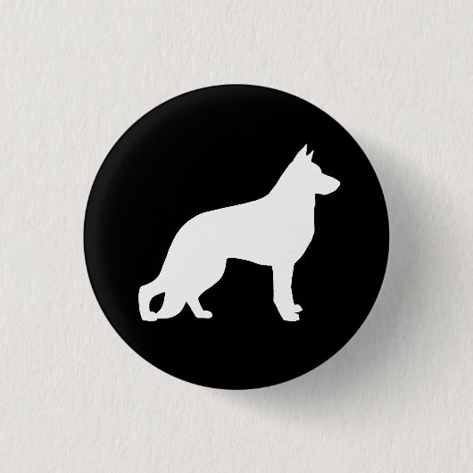 White German Shepherd Dog Silhouette Ronde Button 3,2 Cm (Voorkant)