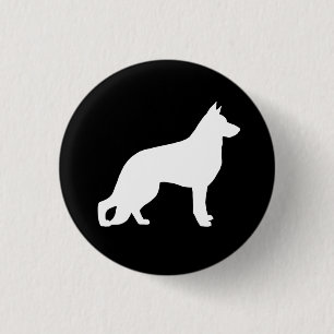 White German Shepherd Dog Silhouette Ronde Button 3,2 Cm