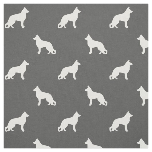 White German Shepherd Dog Silhouettes Pattern Grey Stof (Swatch)