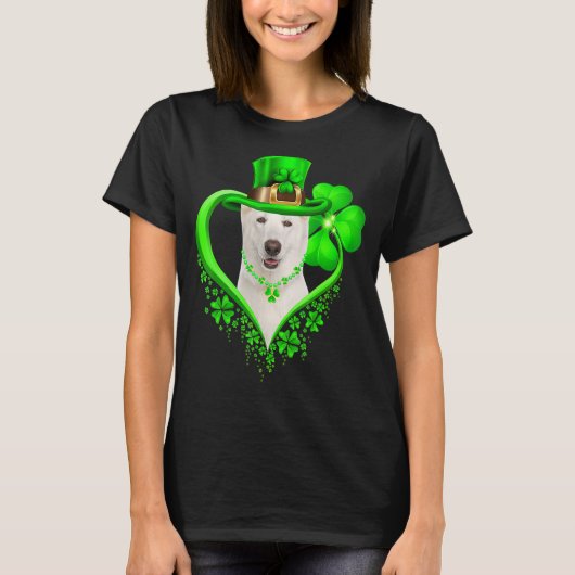 WHITE German Shepherd Dog St Patricks Day Lover Ir T-shirt (Voorkant)