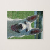 White German Shepherd Dog Tin with Puzzle Legpuzzel (Horizontaal)