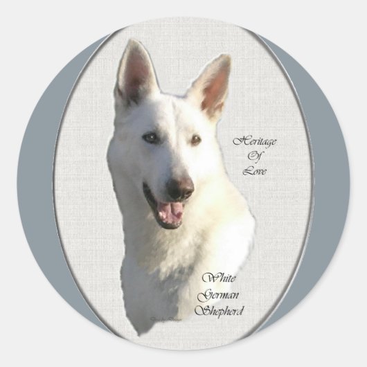 White German Shepherd Gifts Ronde Sticker (Voorkant)