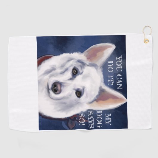 WHITE GERMAN SHEPHERD GOLFHANDDOEK (Horizontaal)