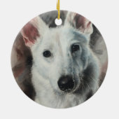 White German Shepherd GSD-happy dog Keramisch Ornament (Achterkant)