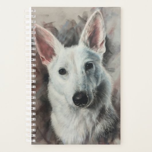 White German Shepherd GSD-happy dog Planner (Voorkant)