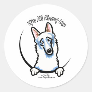 White German Shepherd IAAM Ronde Sticker