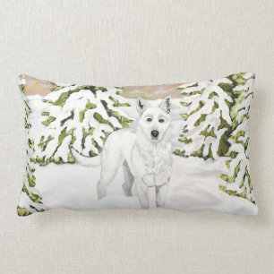 White German Shepherd in Snow Pillow Kussen