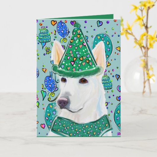 WHITE GERMAN SHEPHERD KAART (Gele Bloem)