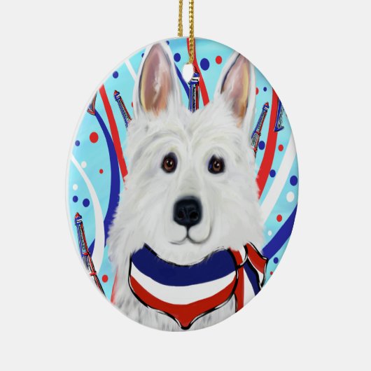 White German Shepherd Keramisch Ornament (Rechts)
