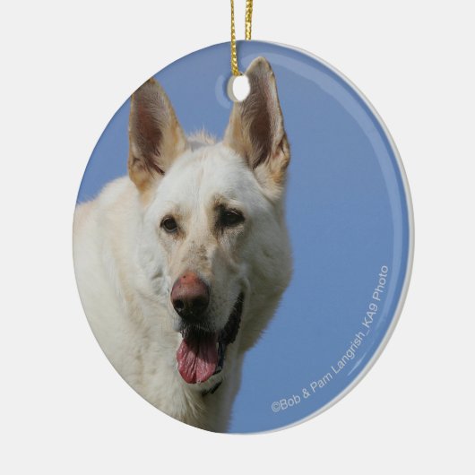 White German Shepherd Keramisch Ornament (Links)