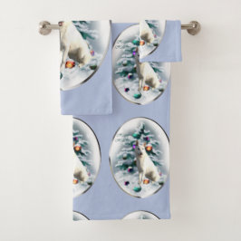 White German Shepherd Kerstmis Bad Handdoek