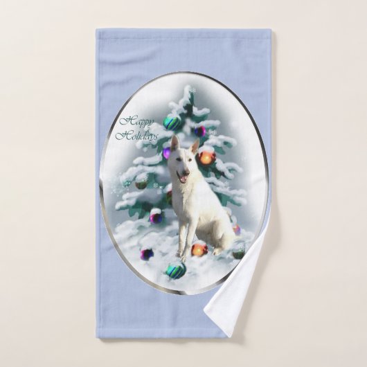 White German Shepherd Kerstmis Bad Handdoek (Handdoek)
