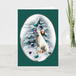 White German Shepherd Kerstmis Feestdagen Kaart
