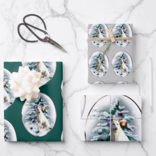 White German Shepherd Kerstmis Inpakpapier Vel