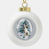 White German Shepherd Kerstmis Keramische Bal Ornament (Voorkant)