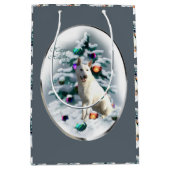 White German Shepherd Kerstmis Medium Cadeauzakje (Voorkant)
