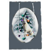 White German Shepherd Kerstmis Medium Cadeauzakje (Achterkant)