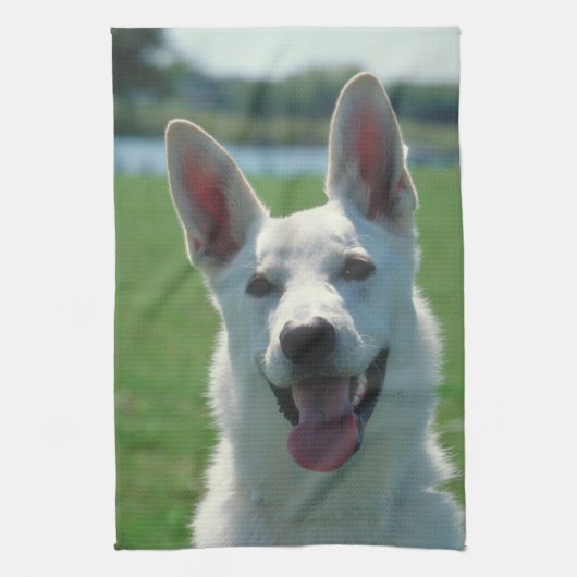 White German Shepherd Kitchen Towel Theedoek (Verticaal)