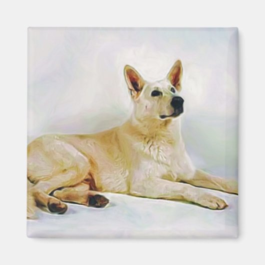 White German Shepherd Magneet (Voorkant)