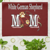 White German Shepherd mama Theedoek (Gevouwen)