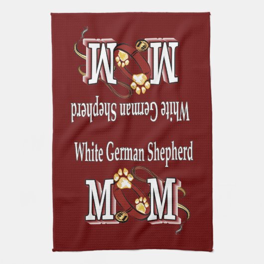 White German Shepherd mama Theedoek (Verticaal)